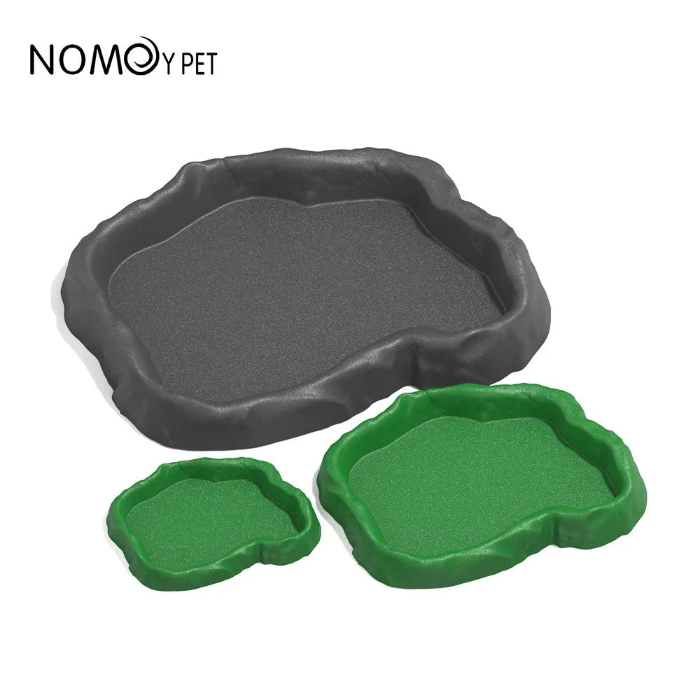 Reptile Water Dish Rock Resin Feeding Bowl Terrarium Decor Food Basin for Lizards Chameleons Snakes Turtles Geckos Frogs