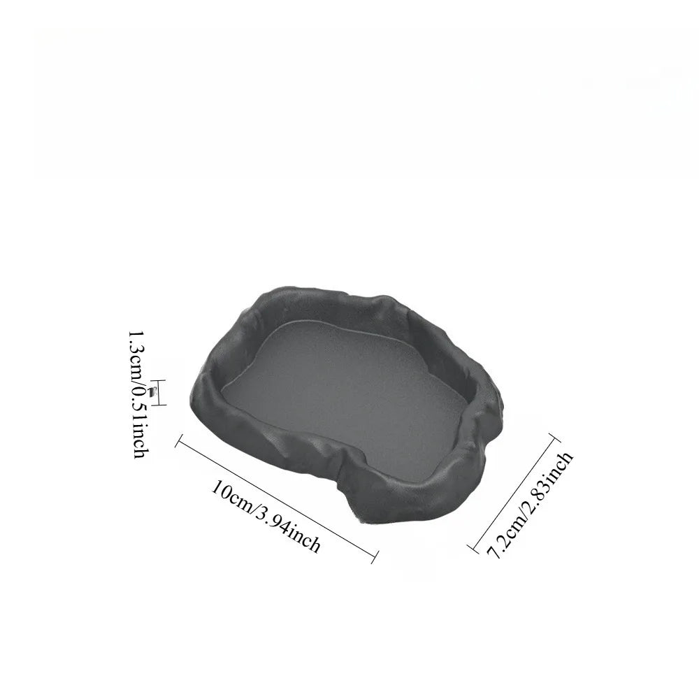 Reptile Water Dish Rock Resin Feeding Bowl Terrarium Decor Food Basin for Lizards Chameleons Snakes Turtles Geckos Frogs