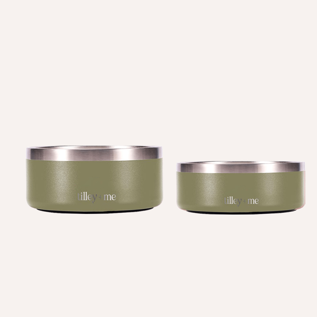 Tilley + Me Stainless Steel Pet Bowl – Non-Slip, Durable & Dishwasher Safe | 32oz and 64oz