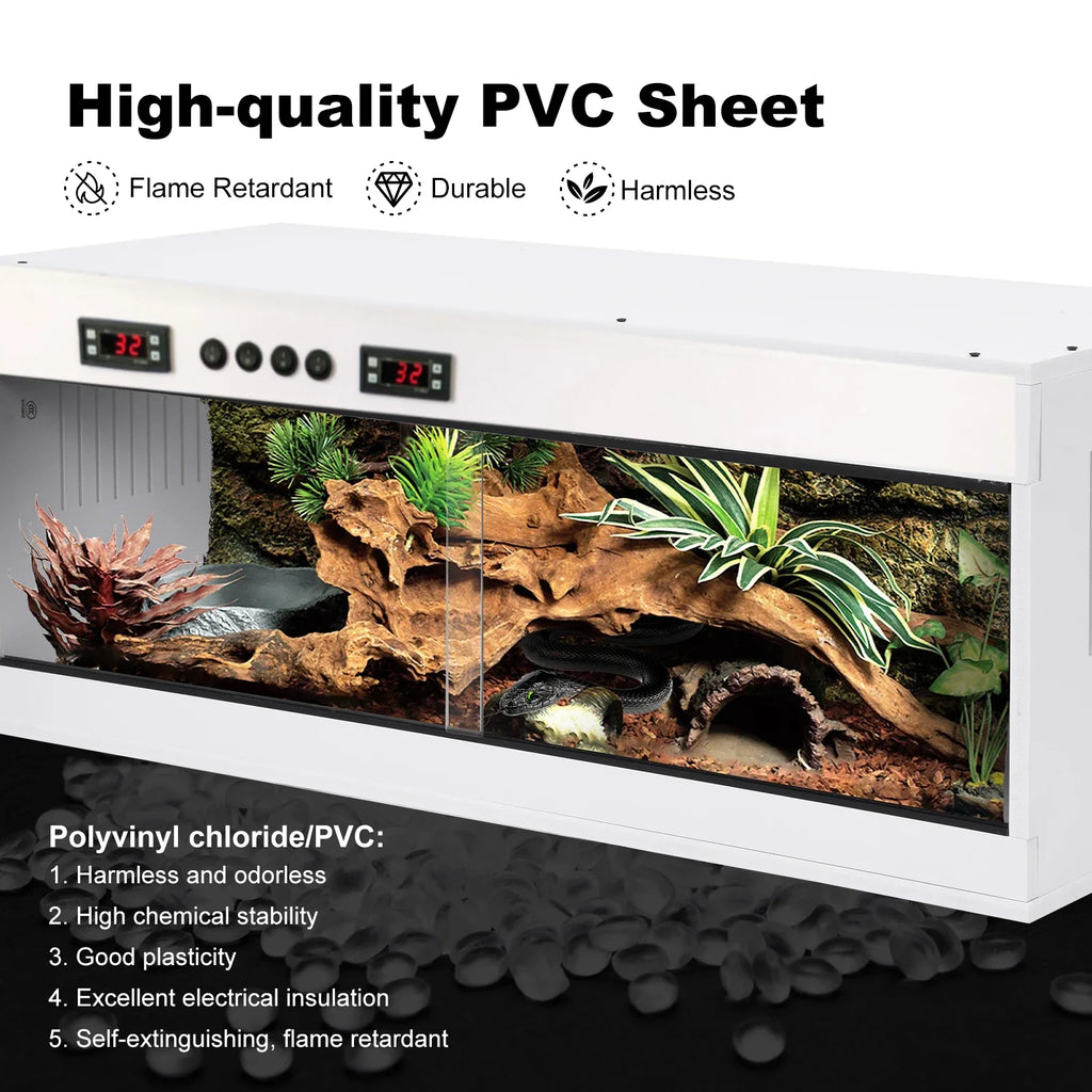 Reptile Enclosure, Reptile Cage Lizard Terrarium, Tempered Glass Reptile Habitat, Breeding Box, Dual Temperature Control